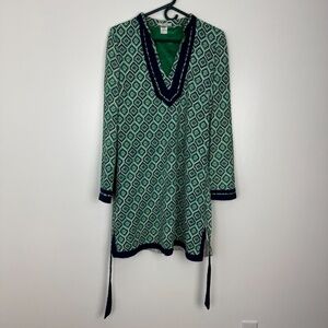 Esley Boutique Womens Size L Green Long Sleeve Belted BOHO Tunic Dress Lined